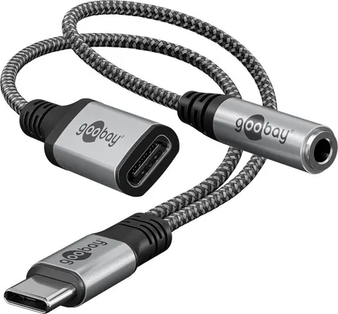 GOOBAY αντάπτορας USB-C σε 3.5mm & USB-C 74524, 60W, 480Mbps, γκρι