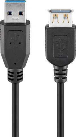 GOOBAY καλώδιο προέκτασης USB 74149, 5Gbps, USB 3.0, 15W, 2m, μαύρο