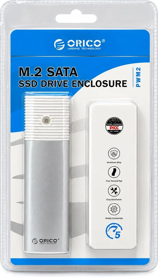 ORICO θήκη για M.2 SATA SSD PWM2, 5Gbps, tool free, λευκή — εικόνα 7