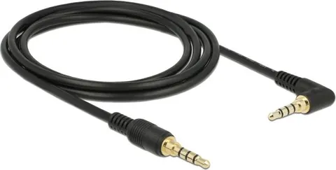 DELOCK καλώδιο 3.5mm 85613, γωνιακό, 24AWG, gold plated, 2m, μαύρο