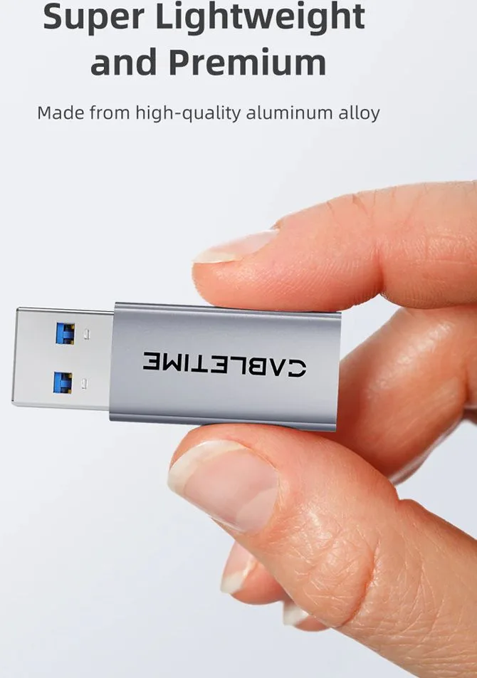 CABLETIME αντάπτορας USB-C σε USB CT-AMCF10-AG, 10Gbps, 3A, γκρι — εικόνα 6