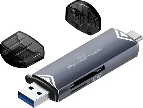 POWERTECH card reader PT-1343 για SD & micro SD, USB 3.2, 5Gbps, γκρι
