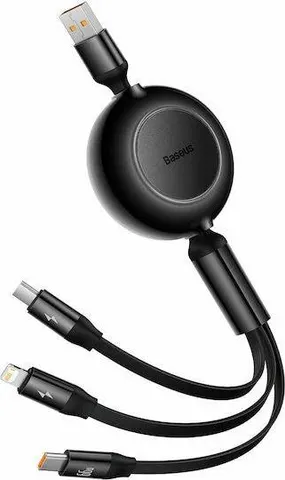 BASEUS Bright Mirror 2 Series, ΠΤΥΣΣΟΜΕΝΑ καλώδια φόρτισης, 3 ΣΕ 1, μαύρο
