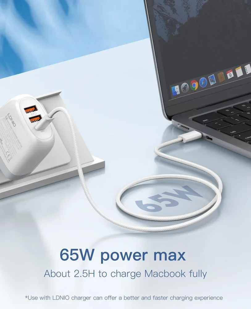 LDNIO καλώδιο USB-C LC901C, 65W PD, 480Mbps, 1m, λευκό — εικόνα 3