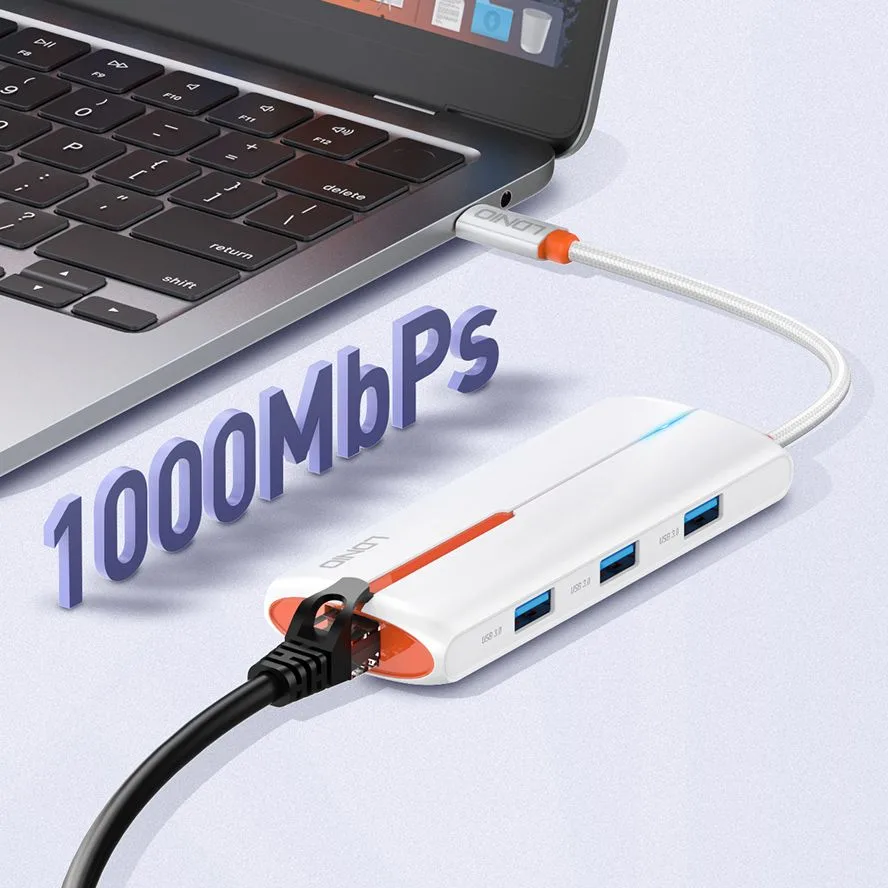 LDNIO docking station DS-26H, 6 θυρών, USB-C σύνδεση, 4K, 100W PD, λευκό — εικόνα 5