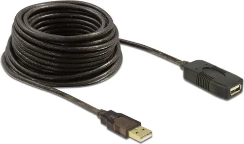 DELOCK καλώδιο USB 2.0 αρσενικό σε θηλυκό 82446, active, 10m, μαύρο