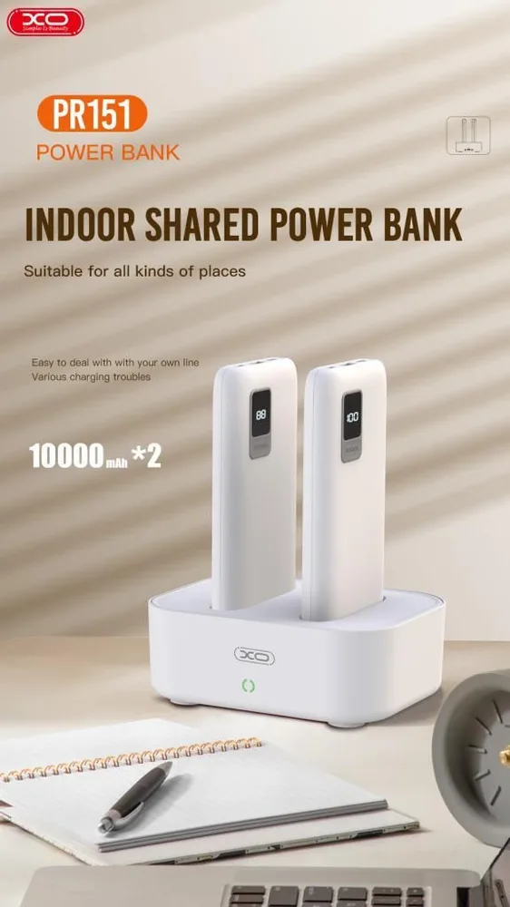 XO PR151 2 x Powerbank 10000mAh, με οθόνη και βάση φόρτισης — εικόνα 3