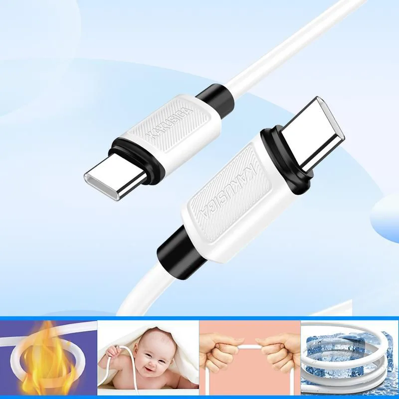 KAKUSIGA καλώδιο USB-C σε USB-C KSC-998, σιλικόνης, 100W, 480Mbps, 1m, μαύρο — εικόνα 2
