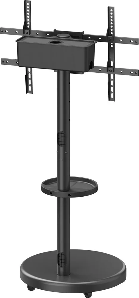BRATECK βάση τηλεόρασης δαπέδου FS38-46TWE, 37-86", έως 50kg, με ράφι & cable management, ροδάκια, μαύρη — εικόνα 5