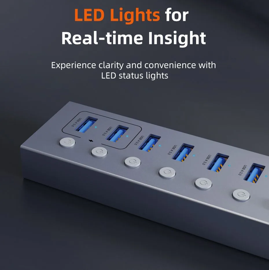CABLETIME USB hub CT-HUBU7-AG, 7x θυρών, 5Gbps, USB σύνδεση, 1m, γκρι — εικόνα 9