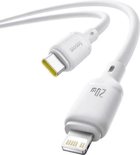 BASEUS Silky Series, καλώδιο ΓΡΗΓΟΡΗΣ φόρτισης Type-C ΣΕ Lightning, 20W, 2m, λευκό — εικόνα 3