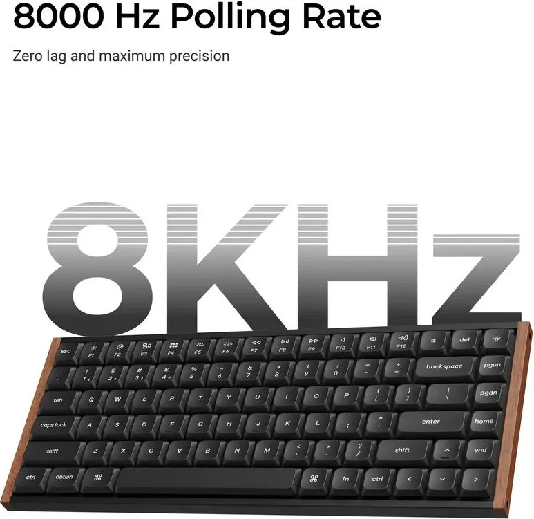 Keychron K3 Ultra (K3U-H1) ZMK 8K Wireless Mechanical Keyboard Red Switch Low Profile Wood Frame 75% — εικόνα 3