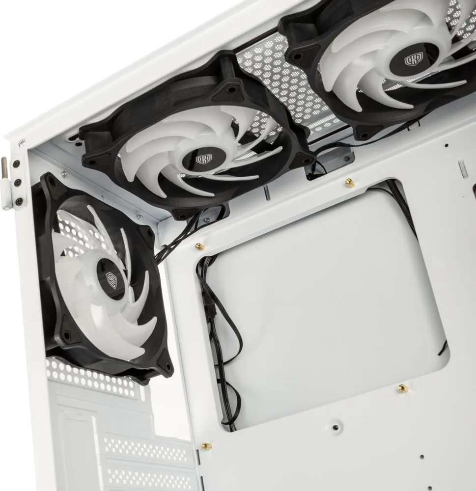 Kolink Observatory HF Mesh ARGB Midi Tower Case - White (with 6 ARGB fans - 3x140mm & 3x120mm ) — εικόνα 6