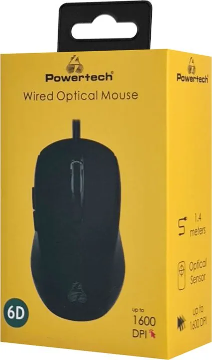 POWERTECH ενσύρματο ποντίκι PT-1290, οπτικό, έως 1600DPI, μαύρο — εικόνα 5