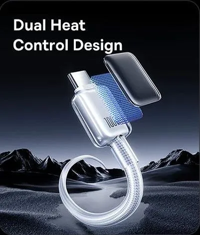 BASEUS Crystal, καλώδιο ΓΡΗΓΟΡΗΣ φόρτισης,Type-C, 100W, 2m, λευκό — εικόνα 4