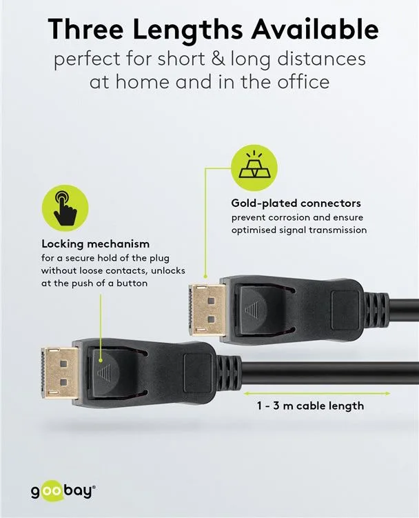 GOOBAY καλώδιο DisplayPort 74777, VESA Certified, 8K/60Hz, 32.4 Gbps, 1m, μαύρο — εικόνα 5