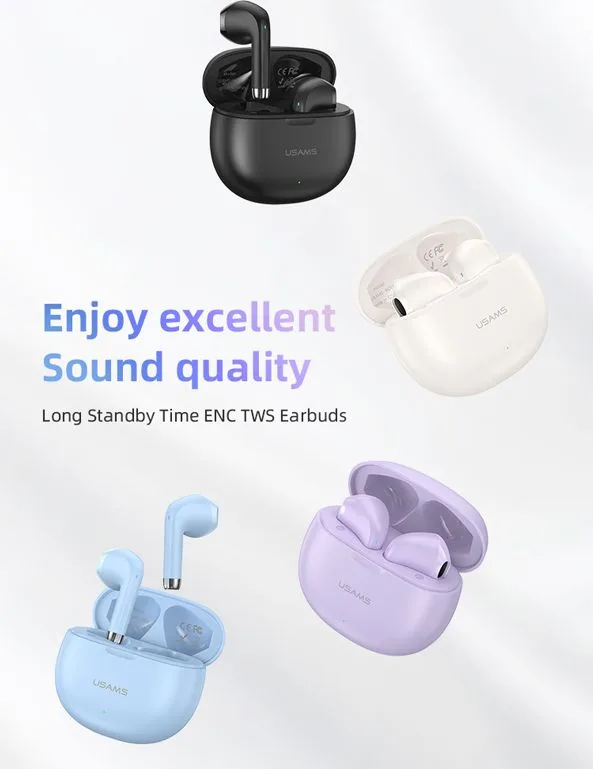 USAMS earphones με θήκη φόρτισης US-YO17, True Wireless, Φ13mm, μαύρα — εικόνα 2