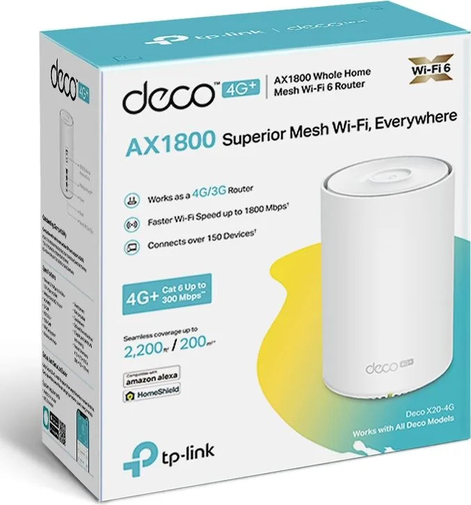 TP-LINK Whole Home Mesh WiFi 6 Deco X20-4G, 4G+ Cat6 AX1800, Ver. 1.0 — εικόνα 5