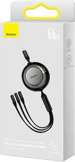 BASEUS Bright Mirror 2 Series, ΠΤΥΣΣΟΜΕΝΑ καλώδια φόρτισης, 3 ΣΕ 1, μαύρο — εικόνα 3