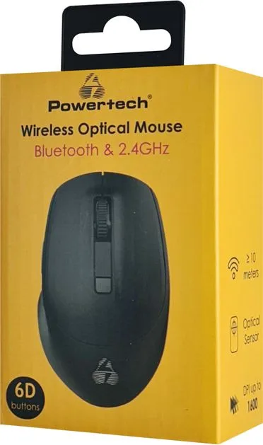 POWERTECH ασύρματο ποντίκι PT-1164, 2.4GHz & Bluetooth, 1600DPI, μαύρο — εικόνα 3
