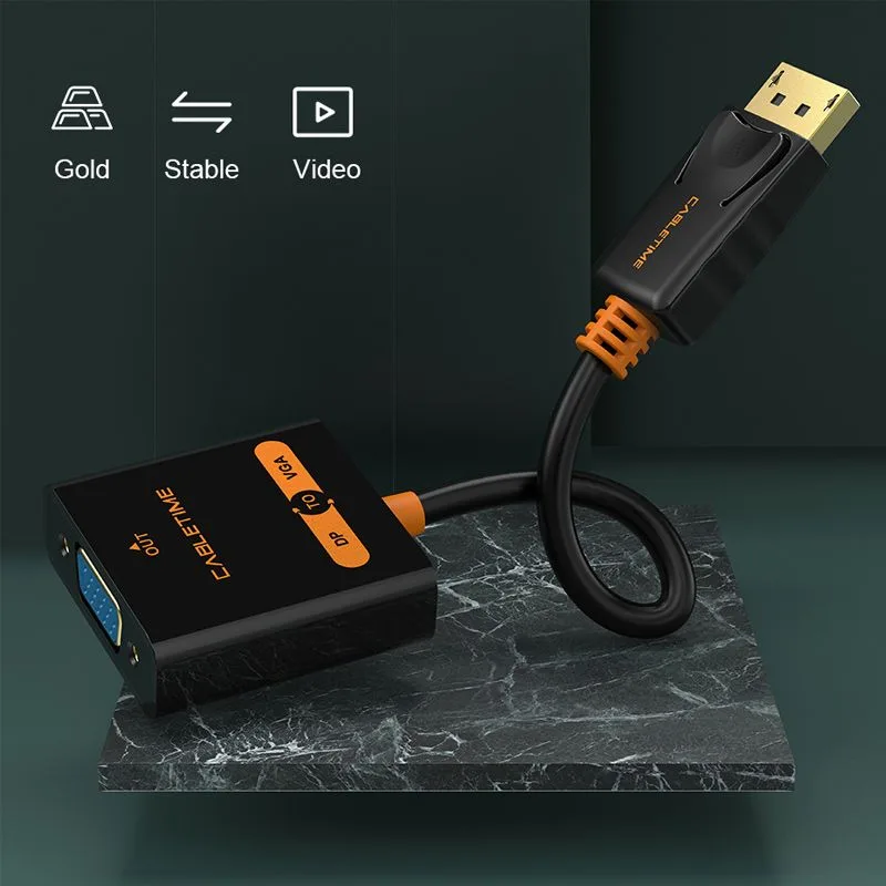CABLETIME αντάπτορας DisplayPort σε VGA CT-AV586-03G, 1080p/60Hz, μαύρος — εικόνα 2
