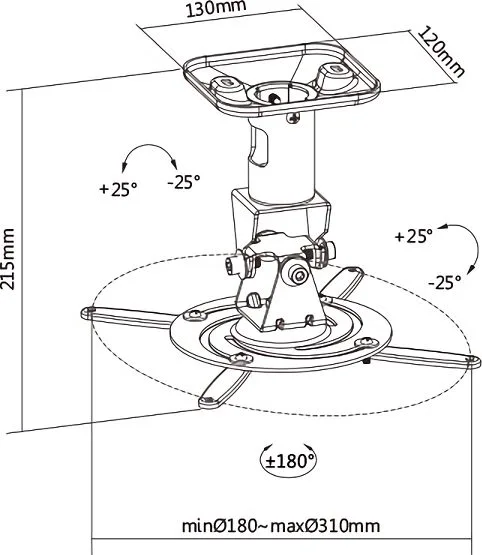 BRATECK Βάση για projectors EPB-2, οροφής, 360° περιστροφή, 15kg — εικόνα 8