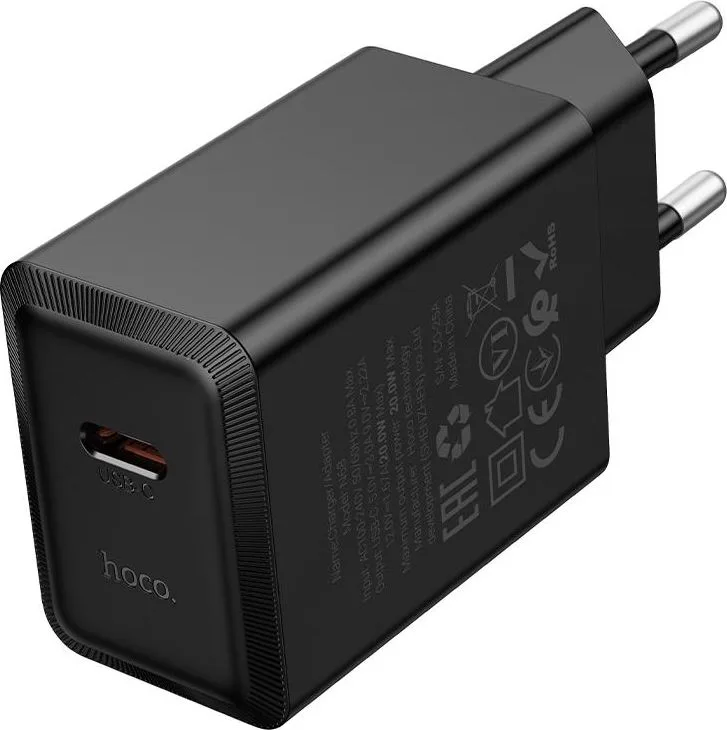 HOCO N68 Nuevo φορτιστής PD20W, 1 θύρα, Type-C, μαύρο — εικόνα 2