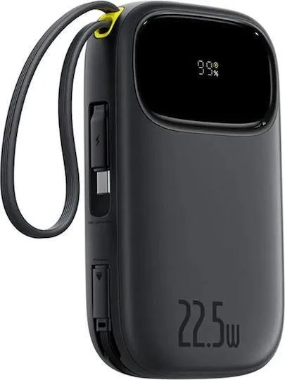 BASEUS Enerfill FC31, Powerbank, 10000MAh, με 2 καλώδια, 22.5W, με ΨΗΦΙΑΚΗ οθόνη, μαύρο — εικόνα 2