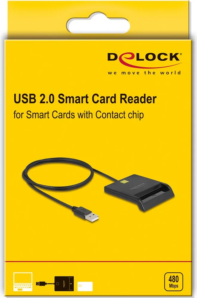 DELOCK card reader 91724 για smart card, USB σύνδεση, 480Mbps, μαύρο — εικόνα 3