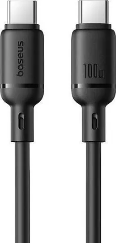 BASEUS Silky Series, καλώδιο ΓΡΗΓΟΡΗΣ φόρτισης, Type-C ΣΕ Type-C, 100W, 1m, μαύρο