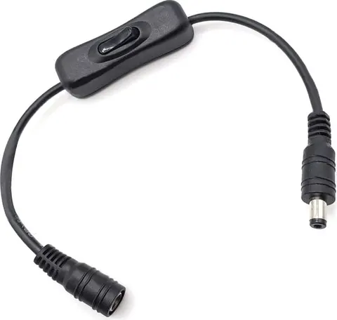 POWERTECH καλώδιο/διακόπτης τροφοδοσίας CAB-U158, 5.5x2.1mm, 30cm, μαύρο