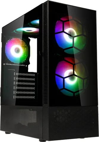 Kolink Observatory MX Glass ARGB Midi Tower Case - Black (with 5 ARGB fans - 2x140mm & 3x120mm)