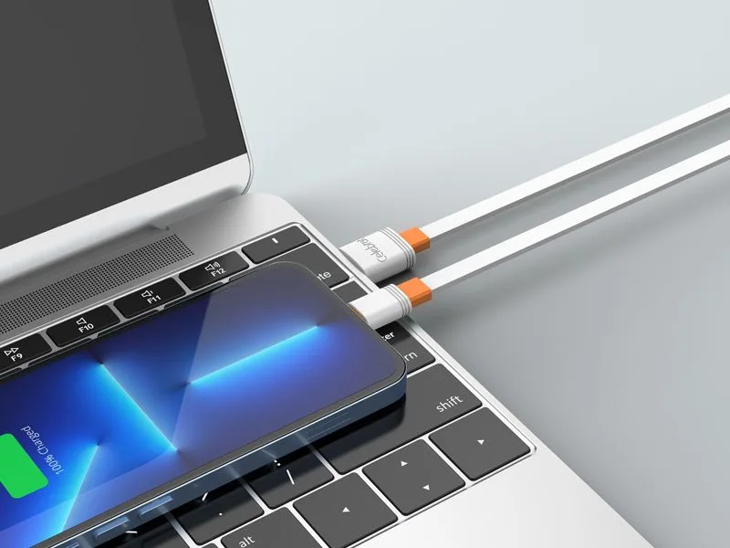 CELEBRAT καλώδιο USB-C σε USB CB-33C, flat, 3A, 1m, λευκό — εικόνα 2