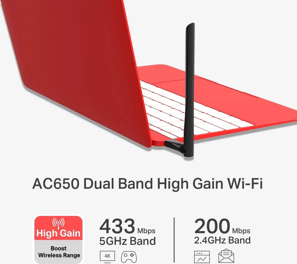 MERCUSYS ασύρματος USB αντάπτορας δικτύου MU6H, AC650, Dual Band, V 1.30 — εικόνα 2