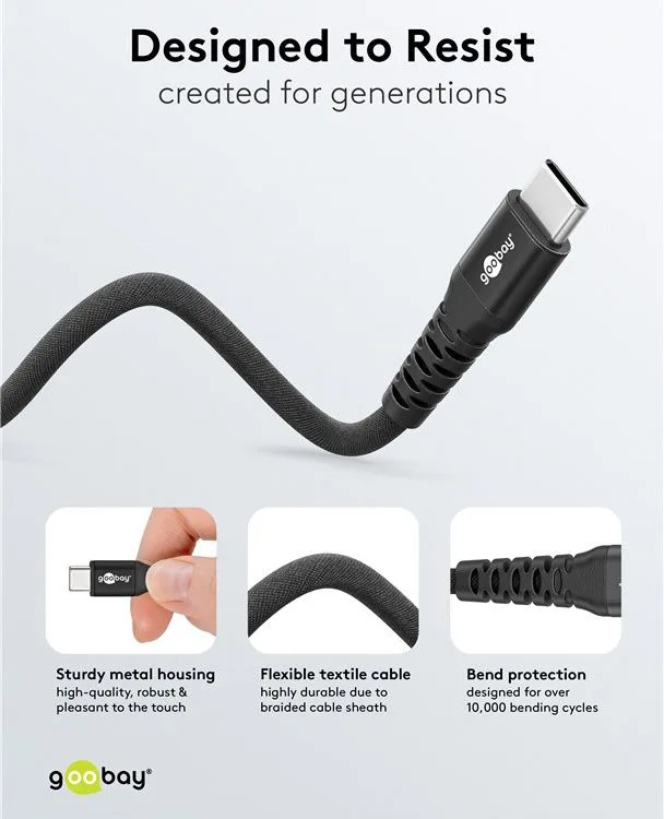 GOOBAY καλώδιο USB-C 73954, 60W, 480Mbps, 2m, μαύρο — εικόνα 5