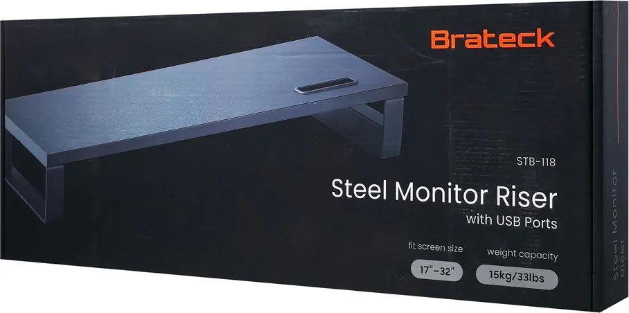 BRATECK επιτραπέζια βάση για οθόνη/laptop STB-118 με 3x USB θύρες, 17-32", έως 20kg, μαύρη — εικόνα 8