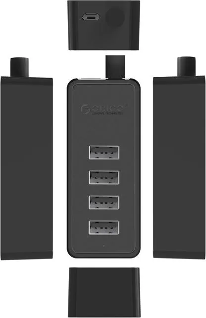 ORICO USB hub W5P-U2, 4x θυρών, USB 2.0, 480Mbps, USB σύνδεση, 1m καλώδιο, μαύρο — εικόνα 4