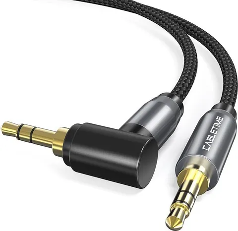 CABLETIME καλώδιο ήχου 3.5mm CT-P11RGN, γωνιακό, AUX, 1m, μαύρο