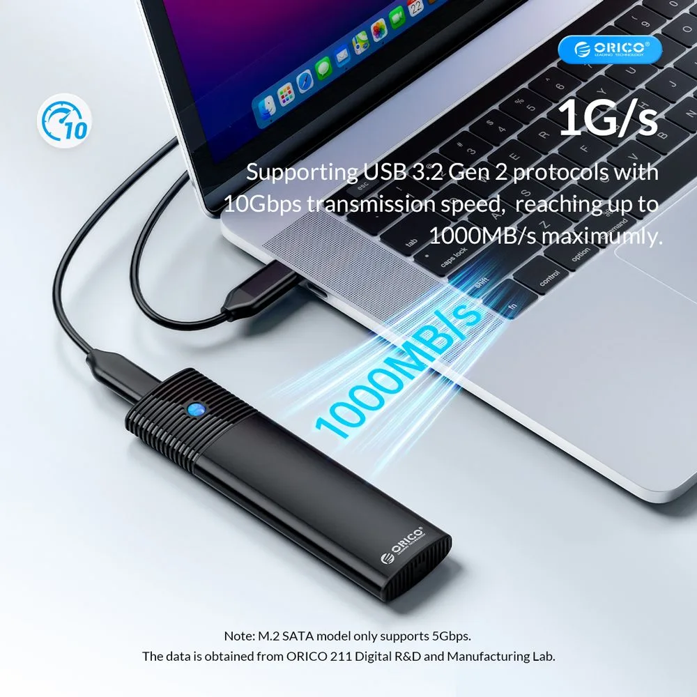 ORICO θήκη για M.2 NVMe & SATA SSD PWDM2-G2, 10Gbps, tool free, μπλε — εικόνα 3