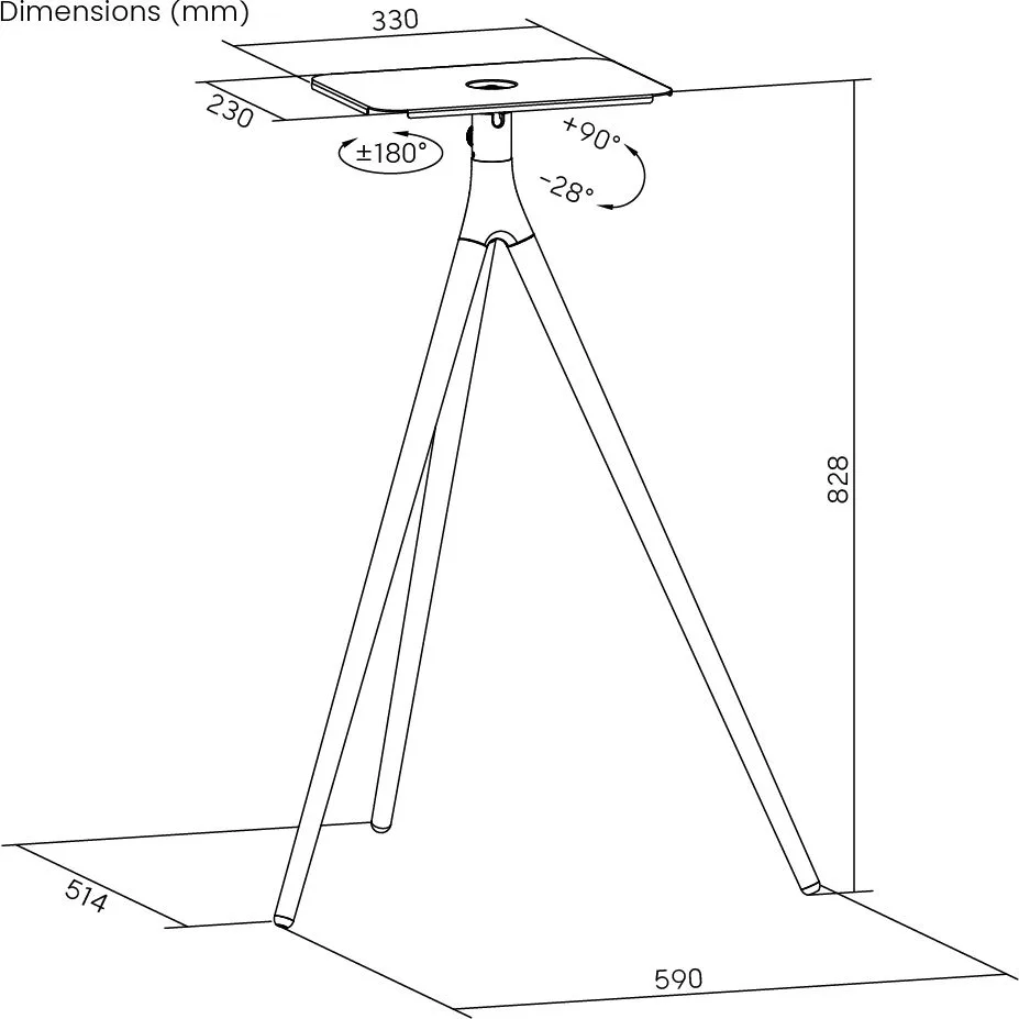 BRATECK βάση projector δαπέδου PRB-24, έως 10kg — εικόνα 6