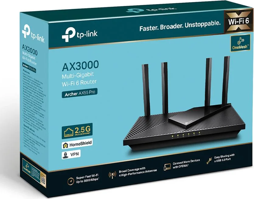 TP-LINK Router Archer AX55 Pro, WiFi 6, 3Gbps AX3000, Dual Band, V.1.0 — εικόνα 8
