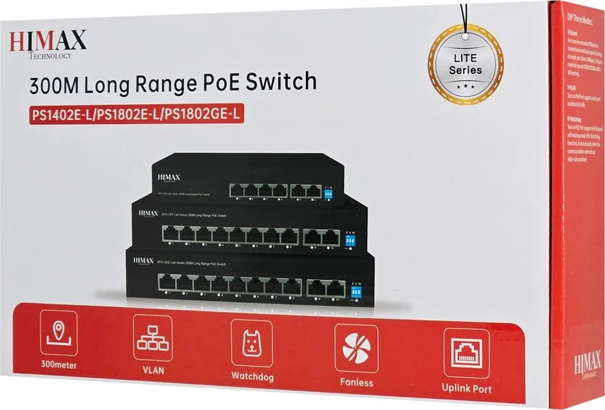 HIMAX PoE switch PS1802E-L, 8x Ethernet PoE & 2x Ethernet θύρες, έως 100Mbps — εικόνα 9