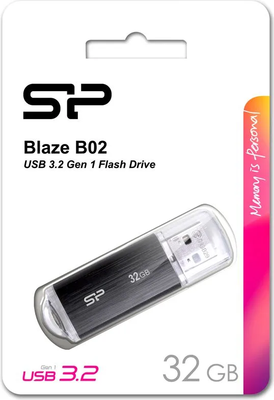 SILICON POWER USB Flash Drive Blaze B02, 32GB, USB 3.2, μαύρο — εικόνα 3