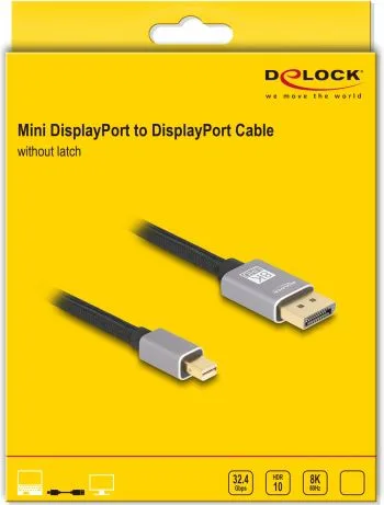 DELOCK καλώδιο mini DisplayPort σε DisplayPort 81091, 8K/60Hz, 32.4 Gbps, 1m, μαύρο — εικόνα 3