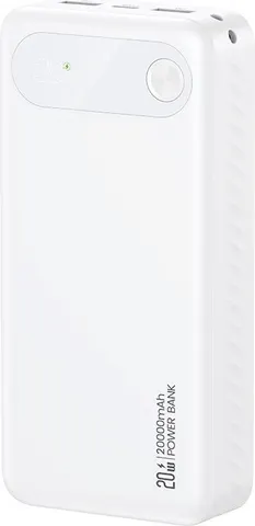 USAMS power bank CD251 με οθόνη, 3x θύρες εξόδου, 20000mAh, PD20W, λευκό