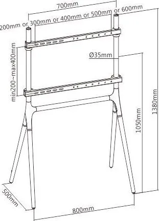 BRATECK βάση τηλεόρασης δαπέδου FS12-46F-01, 49-70", έως 40kg — εικόνα 8