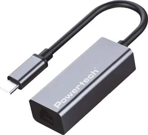 POWERTECH αντάπτορας δικτύου PT-1455, USB-C, 1000Mbps Ethernet, γκρι