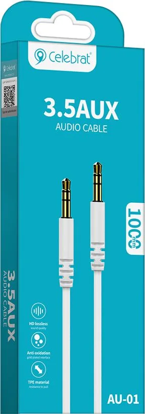 CELEBRAT καλώδιο ήχου 3.5mm AU-01, AUX, 1m, λευκό — εικόνα 3