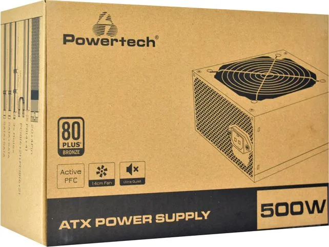 POWERTECH τροφοδοτικό για PC PT-1102, 550W, ATX, 120mm Fan — εικόνα 4