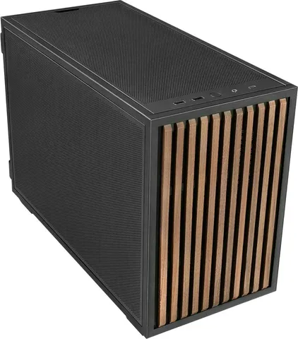 LIAN LI Dan-B4 Wood Black - mATX Mesh - PC Gaming Case - 2x 120 Fans Included - GPU Support 358.9mm